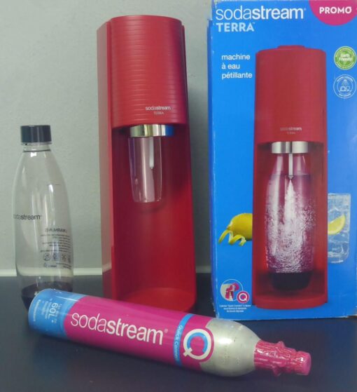 1x SodaStream Terra ROT Trinkwassersprudler OVP + Zylinder und Flasche Sparset – Bild 9