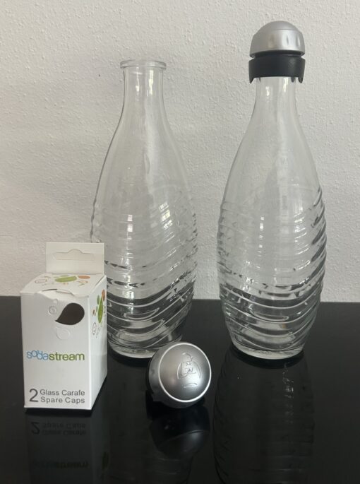 SodaStream 2x Glaskaraffe für Penguin + Champagner Verschluss ORIGINAL Glasflasche