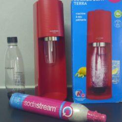 1x SodaStream Terra ROT Trinkwassersprudler OVP + Zylinder und Flasche Sparset